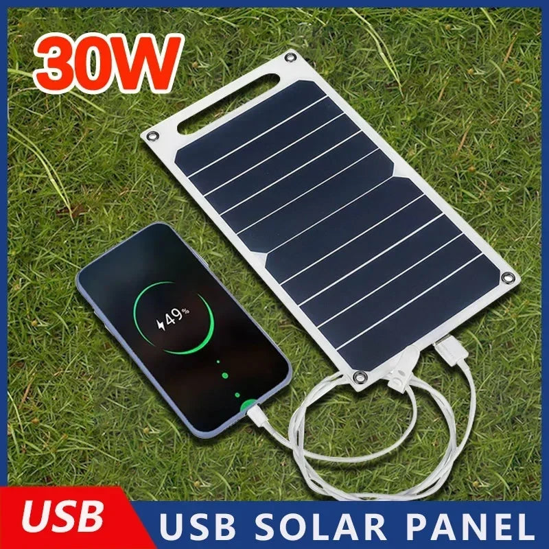 ALECTER Factory Price  30W  Multifunctional Solar Charger USB Rechargeable Power Bank Portable LED Solar Flood Light